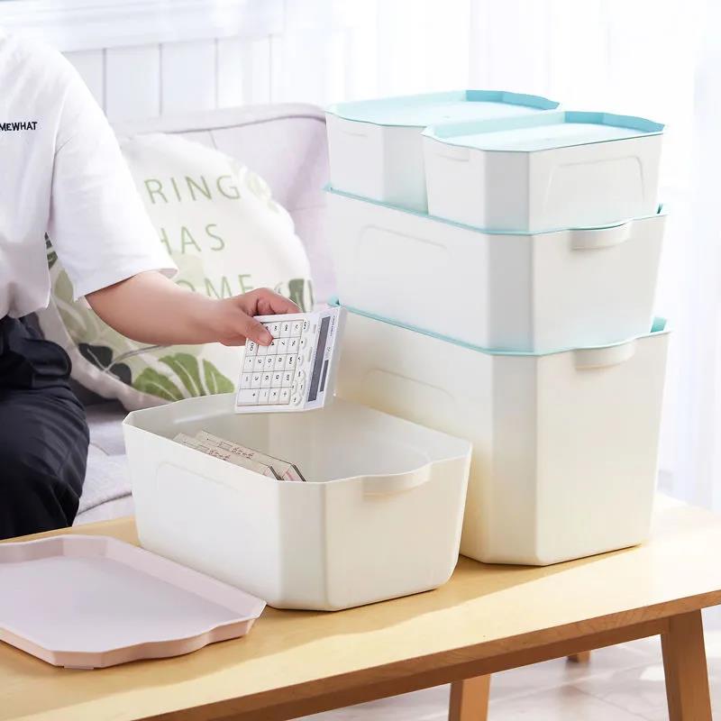 Desktop Storage Box Clothes Toy Plastic Finishing Box Household Clothing Storage Box with Cover Large Storage Box