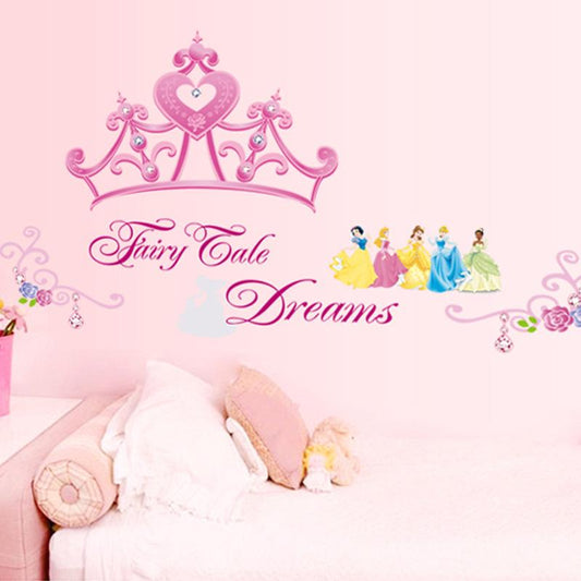 Cartoon fantasy pink princess crown room bedside living room sofa bedside background stickers