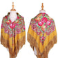 Women's Ethnic Style Square Scarf Printed Shawl Fringed Cotton Scarf Autumn Winter Warm Embroidered Shawl Multifunctional Turban Shawl Scarf 135x135cm
