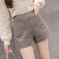 High Waist Wide Leg Shorts Ladies Elegant Woolen Shorts Women Wool Shorts