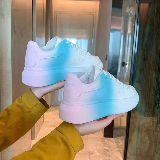 Female Gradient Color Small White Shoes Ladies Personality Casual Shoes Spring and Autumn Students Korean Version All-match Thick Bottom Shoes