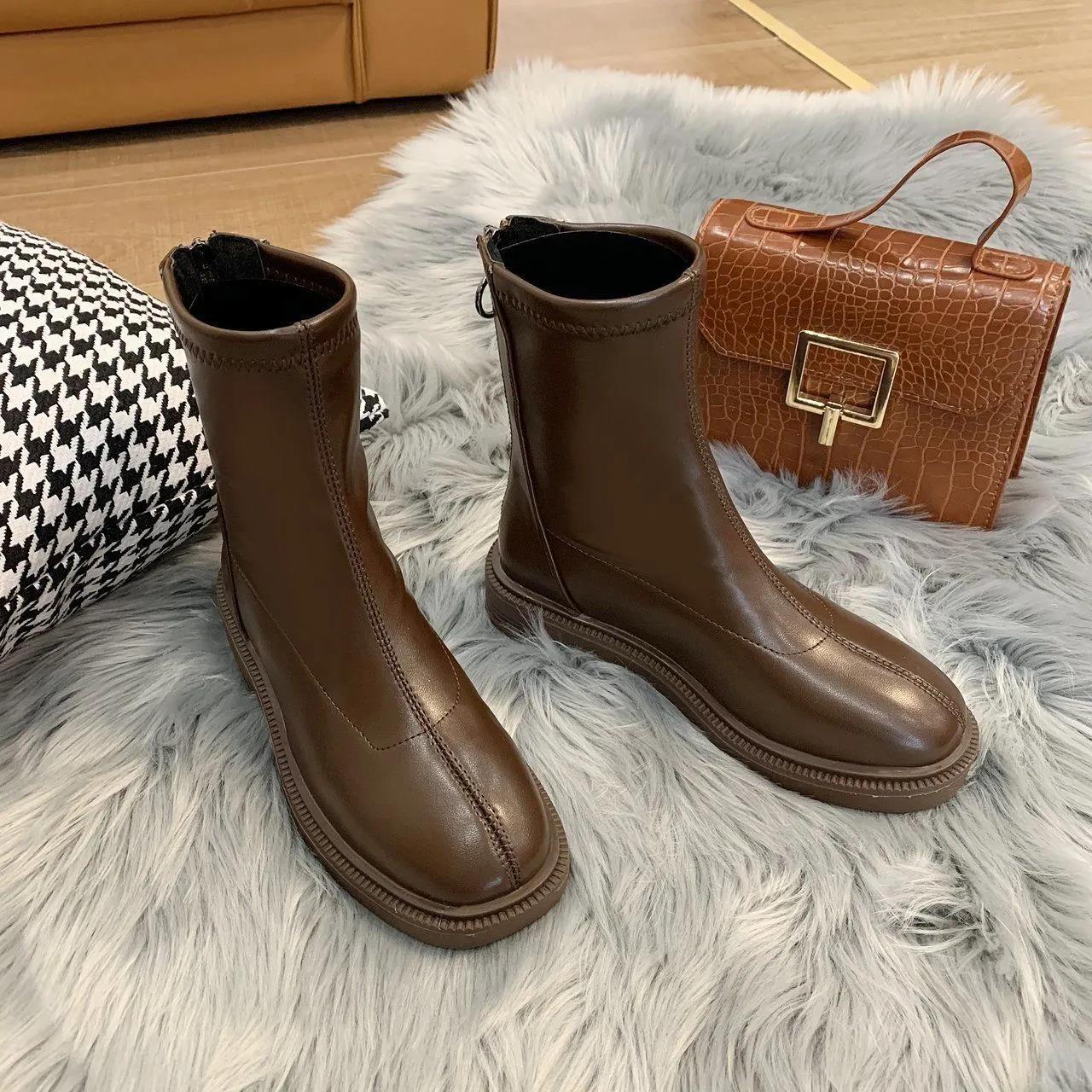 Martin Boots 2021 Autumn Plus Velvet Autumn and Winter Korean Style Single Boots Mid-tube Small Short Boots Women