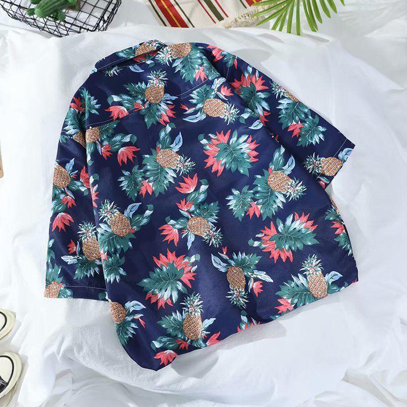 Summer Short Sleeve Shirt Men's Fashion Print Beach Short Sleeve Shirt Top