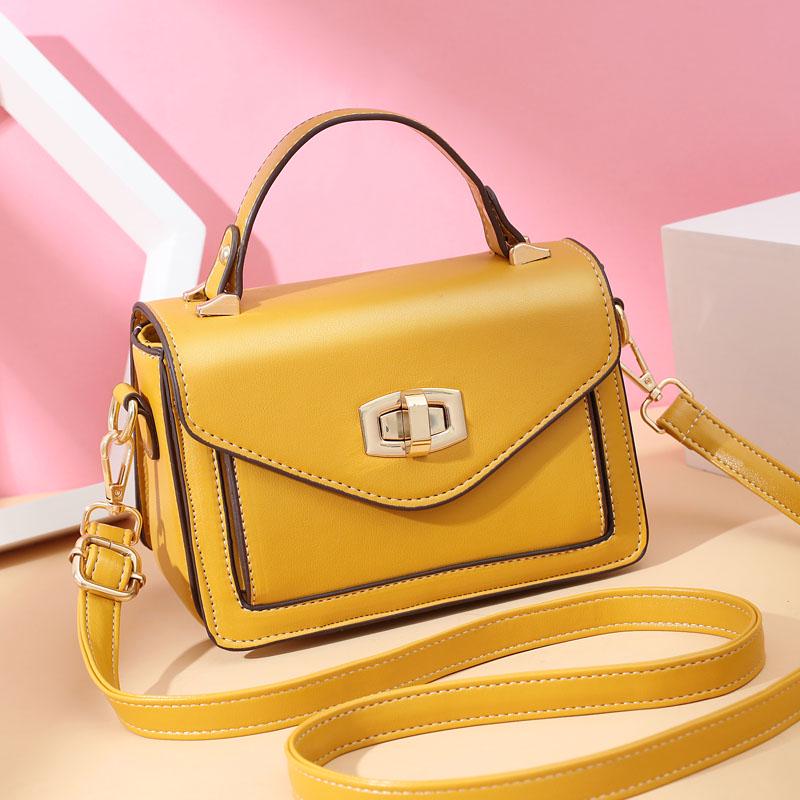 Crossbody Bag Women Solid Color Leather Anti-theft Large Capacity Wear Lock Buckle Hand Shoulder Bag