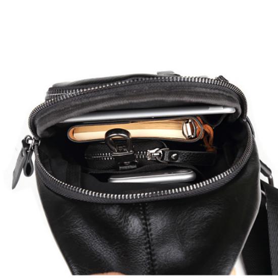 Casual Shoulder Bag Men Horse Leather Large Capacity Chest Bag Outdoor Riding Sports Messenger Bag
