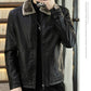 Leather Jacket Men's Winter Green Middle-aged Plus Velvet Thickening Men's Leather Jacket Jacket Fur One Parker Men's Clothing