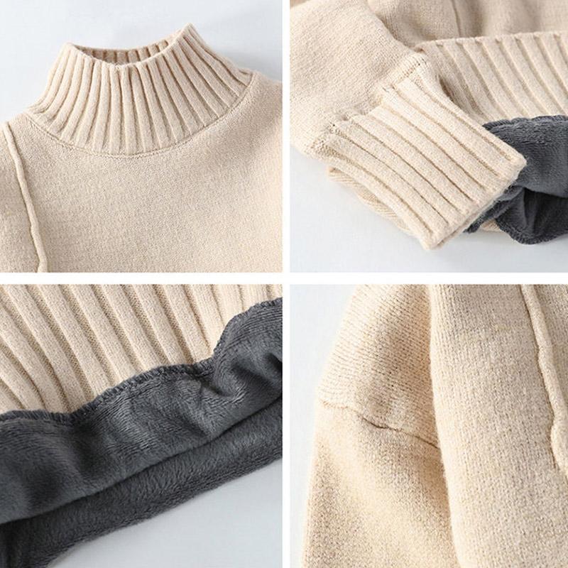 Men's Sweater Half Turtleneck Plus Fleece Thickening Autumn and Winter Youth Slim Trend Pullover Sweater