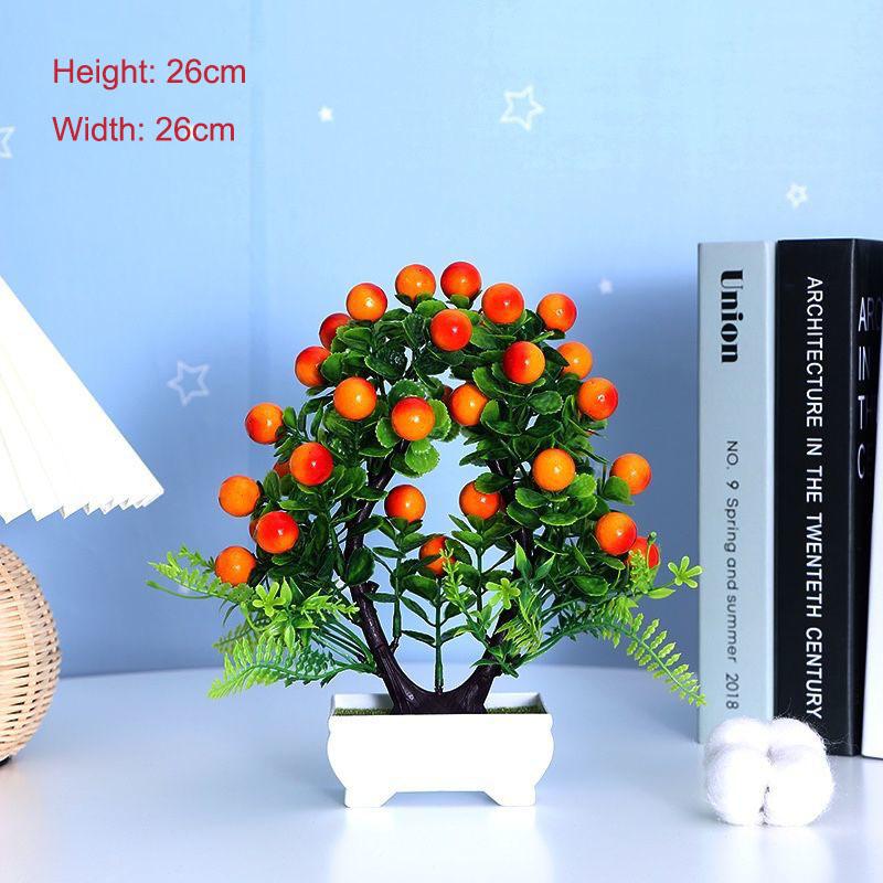 Artificial Flower Fortune Tree Green Plant Plastic Potted Bonsai Living Room Decoration Fake Flower Wine Cabinet Decoration