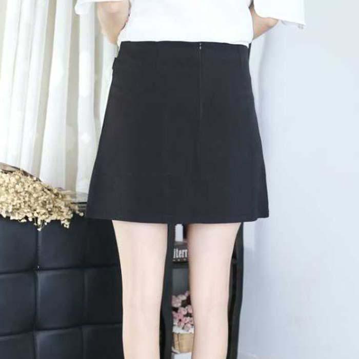 Pofulove Women Anti-light Irregular Contrast Color Skirt High Waist Slim Sexy Package Hip Skirts