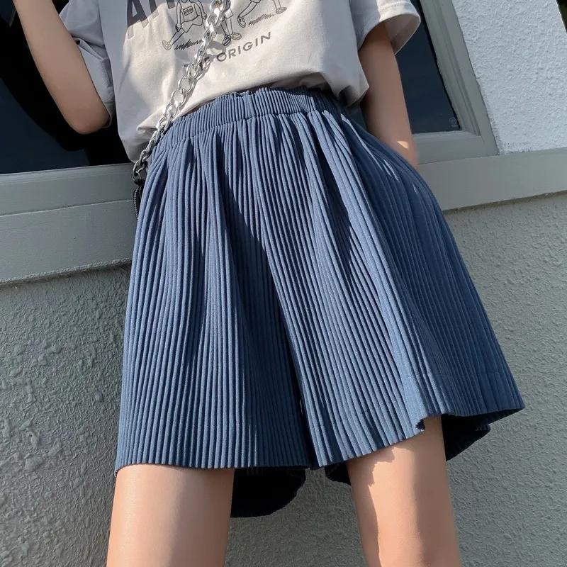 Summer Shorts Women's Loose Bottoming Five-point High-waisted A-line Trousers Outside Wear Thin Large Size Wide-leg Pants