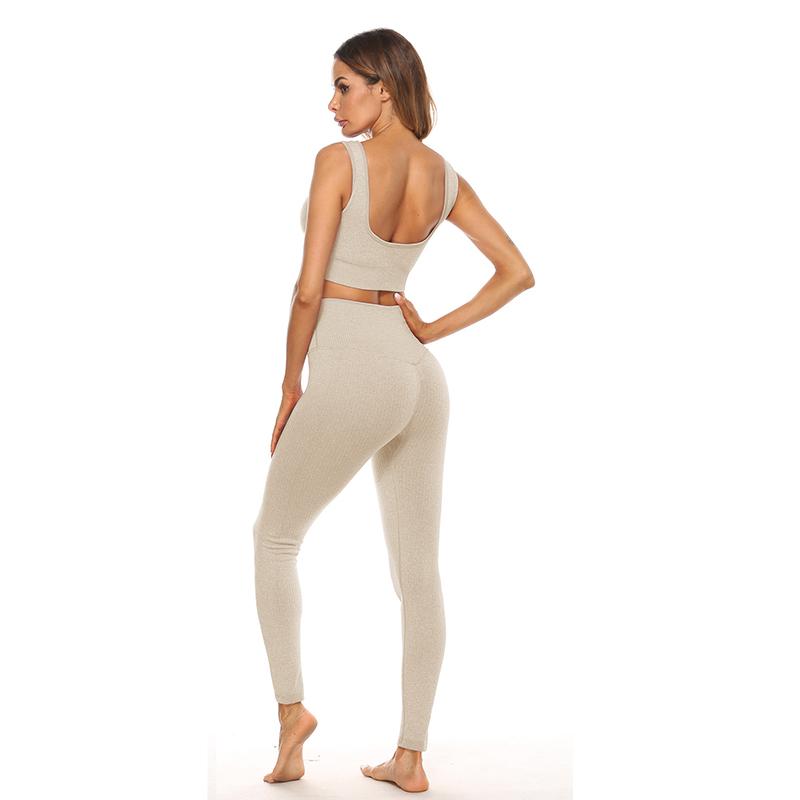Women's Yoga Clothing Set Seamless Thread U-Shaped Beautiful Back Sports Bra Tight Hip Lift Yoga Pants Set Gym Training Set Sports Suit