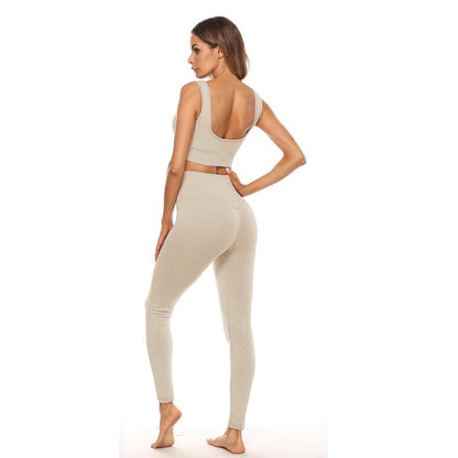 Women's Yoga Clothing Set Seamless Thread U-Shaped Beautiful Back Sports Bra Tight Hip Lift Yoga Pants Set Gym Training Set Sports Suit