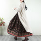 Hua Funi Retro Big Swing Cotton and Linen Women's Dress Spring Super Long Print Waist Temperament Long Skirt Loose Ethnic Style Dress