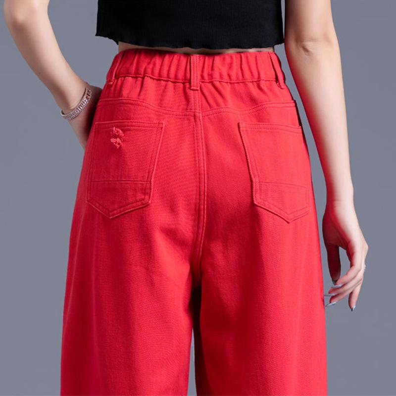 WTEMPO Ripped Jeans Women's Jeans Harem Pants Spring and Summer Cropped Pants Loose Trousers