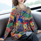 Oversized Women's Pullover Sweater Autumn Winter Loose Printed Knitted Sweater Bottoming or Outer Wear