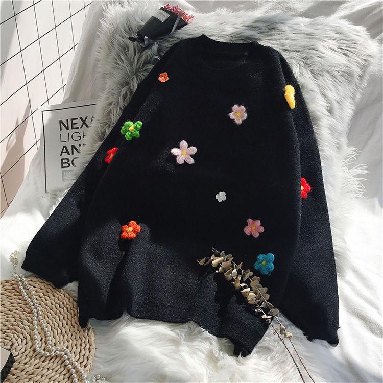 Autumn and Winter Loose Wild Sweater Bottoming Shirt Long Sleeve Round Neck Sweater Women's