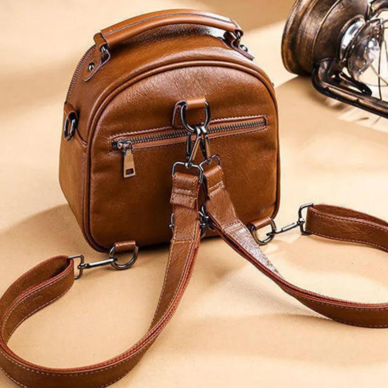 Multifunctional Backpack Handbag Trend Korean Fashion Simple and Versatile Soft Leather Small Backpack