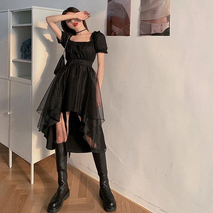 Chiffon Dress Women's Summer Dress Short Sleeve U-neck Puff Sleeve Daily Wear Office Dating Party