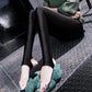 Black Winter Plus Velvet Pedal Gloss Pants Plus Velvet Thickened Leggings Women's Outer Wear Warm Step on Foot Shaping Pants