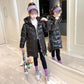 Girls' Warm Cotton Coat Thicken Plus Fleece Winter Coat Mid-length Windproof Cotton Suit