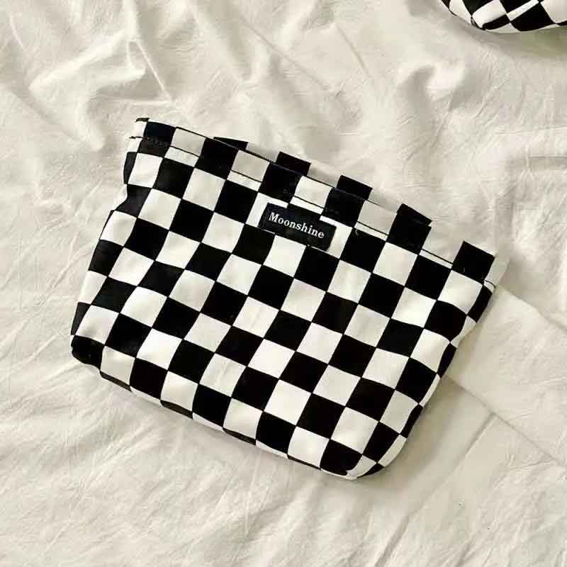 Blue Jacquard Cosmetic Bag Women's Retro Literary Simple and Elegant Flowers Convenient Small Bag