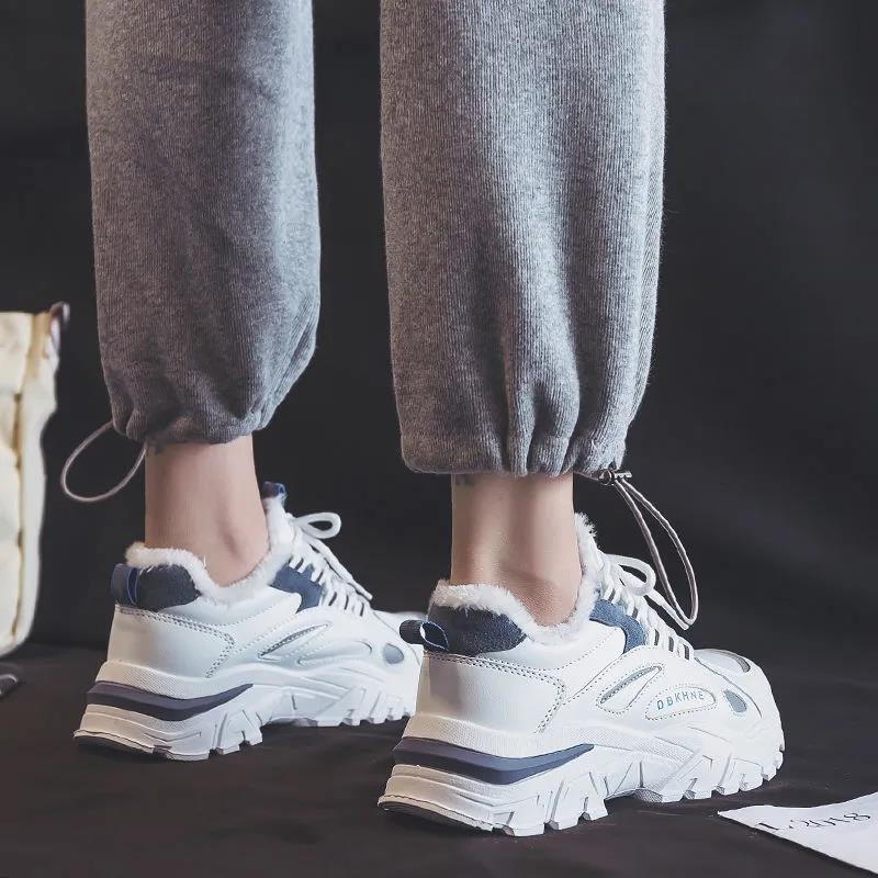 Women's Warm Winter Non-slip Sneakers Plus Velvet Thick All-match Casual Cotton Shoes