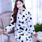 Ladies Bathrobes Winter Cashmere Warm Robe Coat Rabbit Print Pajamas Home Clothes Quick-drying Homewear Long