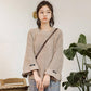 Pofulove 5 Colors Cute Thick Knitted Shirt O-neck Loose Women Blouse Simple Color Splite Sweaters