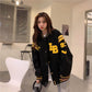Spring and Autumn Cardigan Thin Sweater Women's Top Loose Student Baseball Uniform Jacket