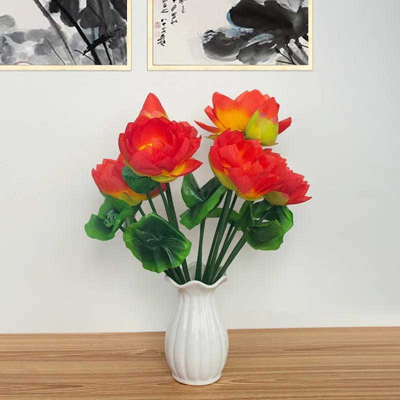 Simulation Lotus Lotus Leaf Fake Lotus Lotus Temple for Buddha Fake Silk Flower Living Room Desktop Fake Flower Plastic Flower Decoration Flower