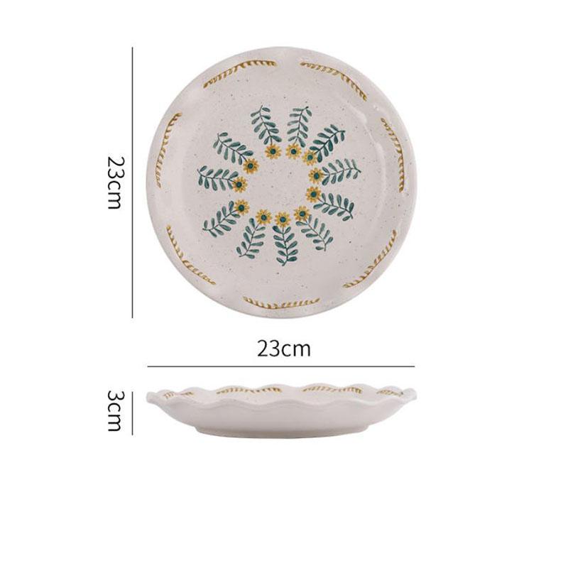 Retro Ceramic Bowl with Hand-painted Plate Set Creative Instant Noodle Soup Bowl Baking Dish Dish Salad Bowl Underglaze
