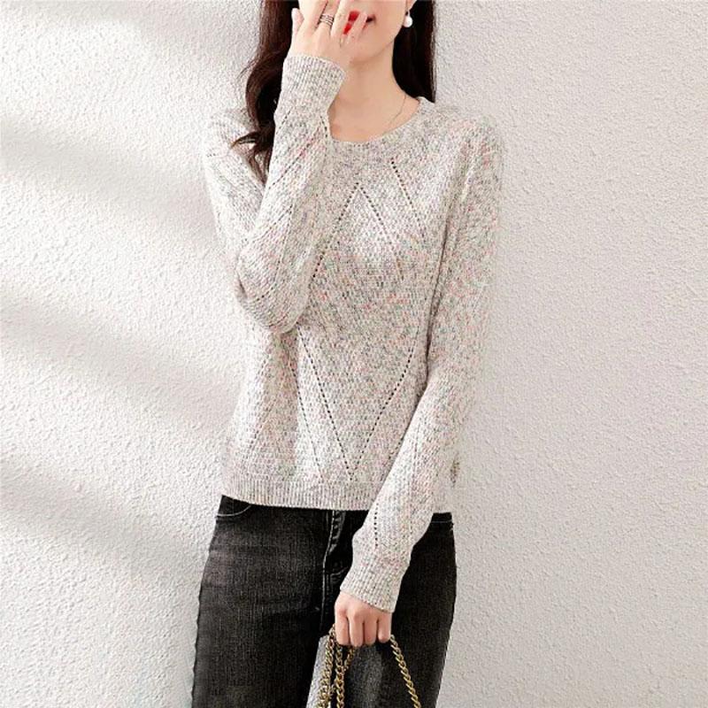 Sweater Women's Pullover Knitwear Korean Style Hollow Loose Top Trending Purple Sweater Autumn and Winter Fluffy Fashion
