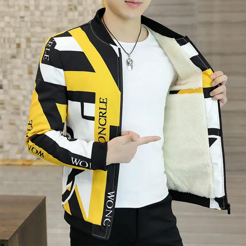 Autumn and Winter Plus Velvet Jacket Men's Self-cultivation Casual Thick Warm Loose Large Size Jacket Men