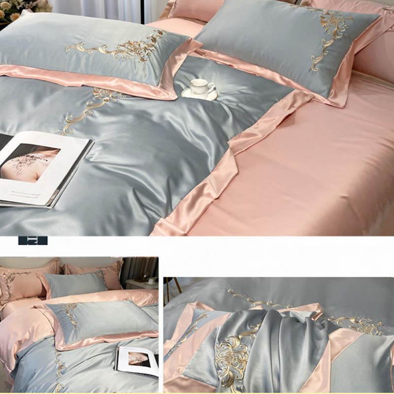 European Silk Silk Four-piece Water Washing Baked Bed Is Sleeve Package Set