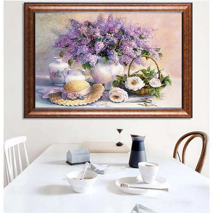 5d Diamond Painting Stickers Diamond Cross Stitch Purple Lavender Restaurant Bedroom Full of Diamond Embroidered Masonry