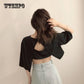 Women T Shirt Sexy  Open Back Short Sleeve Summer Crop Tops Tees Female Tshirt Women T-shirt