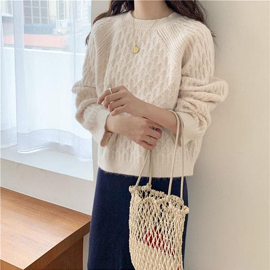 Autumn and Winter Hedging Loose and Versatile Short Outer Wear Lazy Wind Top Knit Sweater