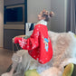 Women 2 Colors Christmas Theme Elk Embroidery Long Section Sweater Crew Neck Loose Pullover