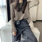 Autumn  Winter  Knitted Pullover Round Neck Versatile Thick Warm Woolen Sweater Bottoming Shirt  Vertical Stripes Loose