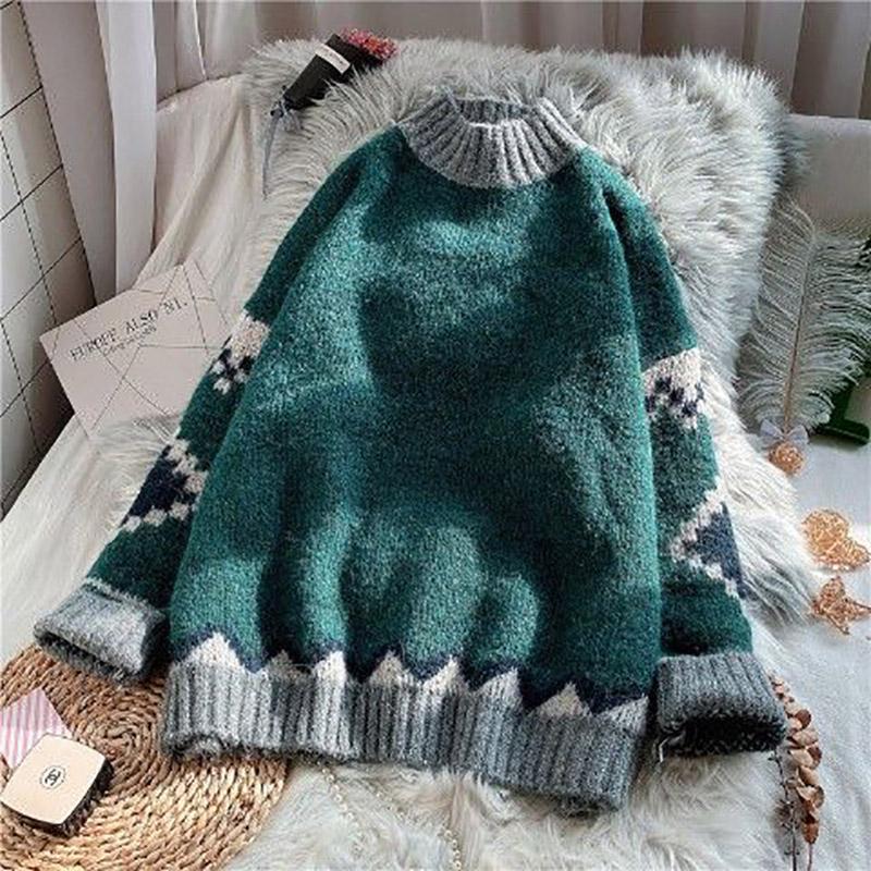 Sweater Women's Winter Thickening Loose and Lazy Wind Autumn and Winter Foreign Style Japanese Pullover Bottoming Sweater