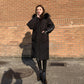 Women's Mid-length Cotton-padded Jacket Winter Fluffy Fur Collar Hooded Loose Down Cotton-padded Jacket Over-the-knee Padded Warm Jacket