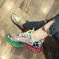 Summer Women Sneakers Fashion Comfortable Casual Dad Shoes Sequins Girl Graffiti Breathable Platform Shoes Woman Sandals