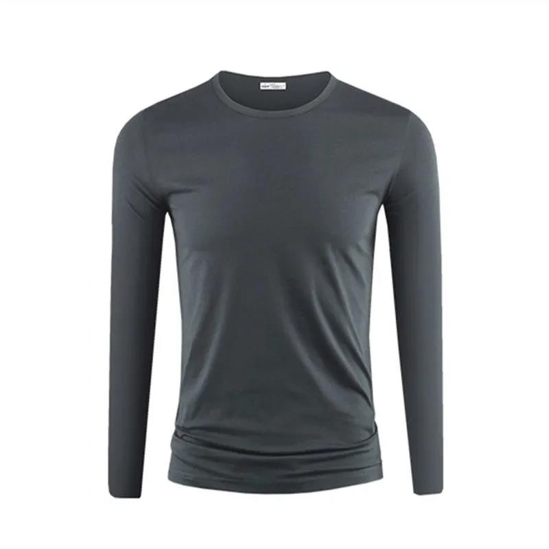 Long-sleeved T-shirt Men's Winter Warm and Comfortable with A Solid Color Bottoming Shirt Slim Thin Section