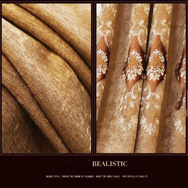 1/2pcs Luxury European-style High-end Embroidered Chenille Curtains Living Room Balcony Bedroom Villa Double Blackout Curtains