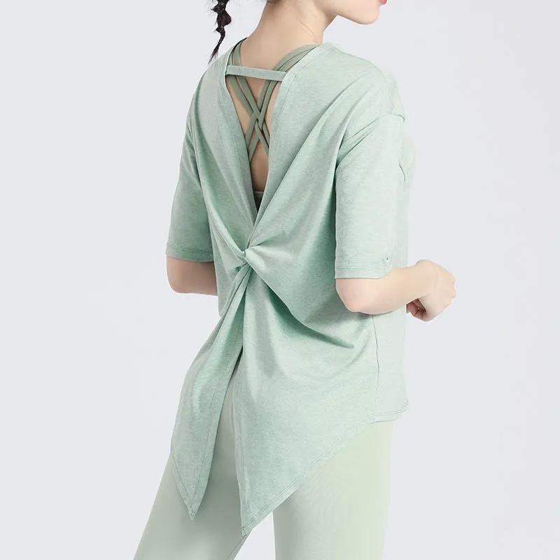 Fitness Clothing Women's Summer Long Loose and Thin Quick-drying T-shirt Running Training Sports Short-sleeved Yoga Top + Jogging Trousers Two-piece