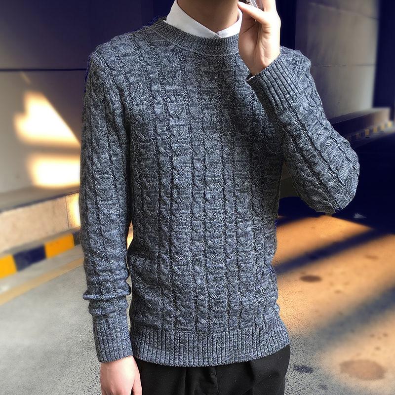 Autumn and Winter Round Neck Sweater Men's Pullover Sweater Youth Fashion Slim Thin Men's Clothing