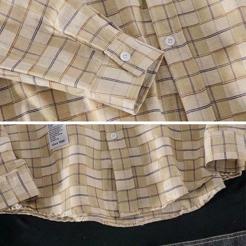 Plus Size Shirt Men T-shirts Button Up Overshirt Plaid Tees Stretch Undies Male Clothing Casual Long Sleeves Cardigan