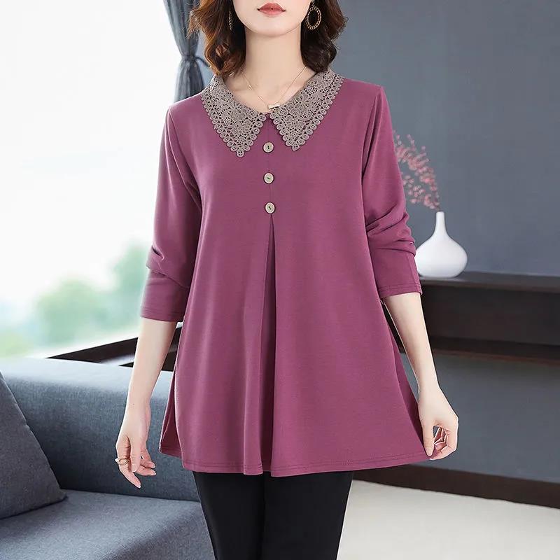 Spring and Autumn Long-sleeved T-shirt Loose Solid Color Top Casual Round Neck Bottoming Shirt