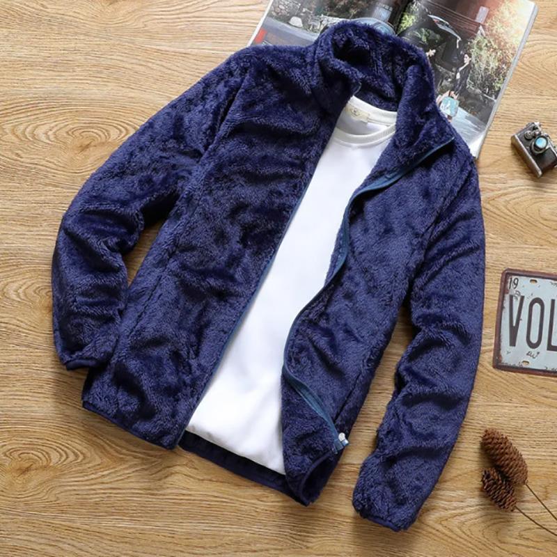 Fall/Winter Mens Stand-up Collar Sweater Polar Fleece Men's Double-sided Fleece Sweater Thicken Warm Sweatshirt
