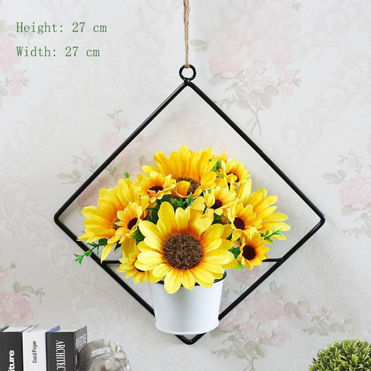 Home Hanging Wall Hanging Decoration Artificial Flower Wall Pendant Simulation Plastic Flower Basket Living Room Wall Decoration Floral Potted Plant
